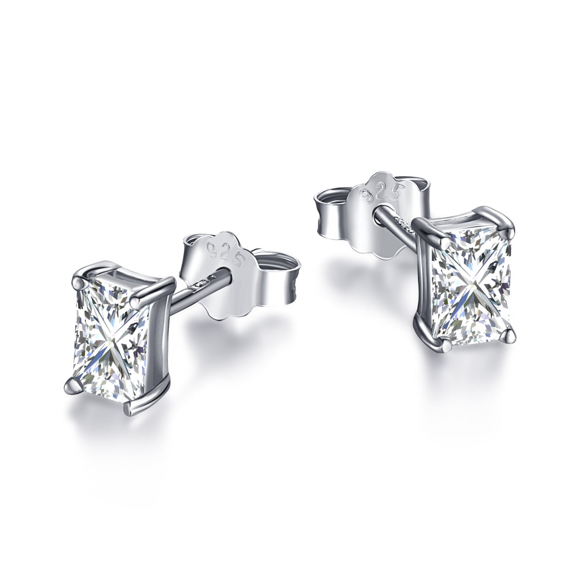 [Shinejoy Jewelry]Stylish Shiny Rectangular Center Stone Stud Earrings