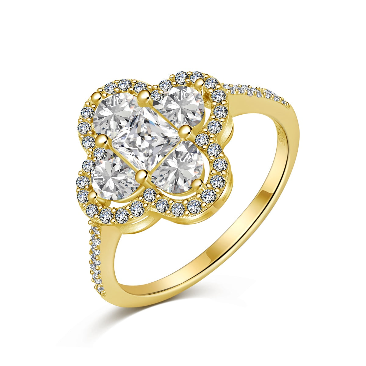 [Shinejoy Jewelry]Luxurious Eternity Flower Shape Banquet Ring