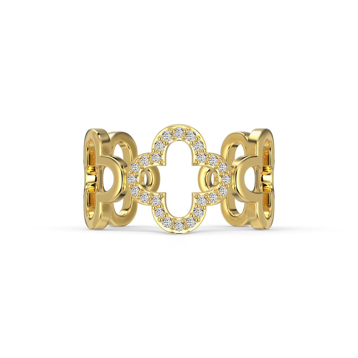 [Shinejoy Jewelry]Hollow Design Four-Leaf Clover Flower Shape Ring