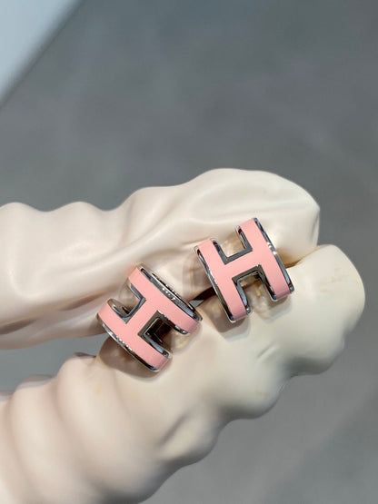 [Shinejoy]MINI POP H SILVER EARRINGS PINK