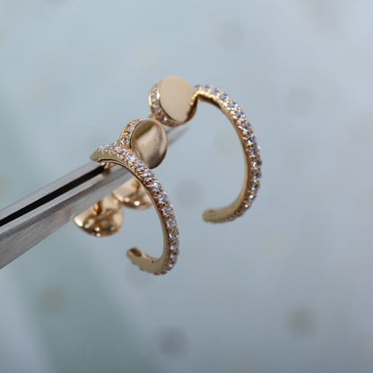 [Shinejoy]JUSTE EARRINGS 12.75MM PINK GOLD DIAMOND