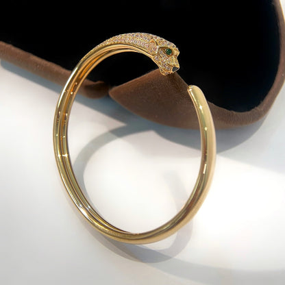 [Shinejoy]PANTHERE GOLD DIAMOND OPEN BRACELET
