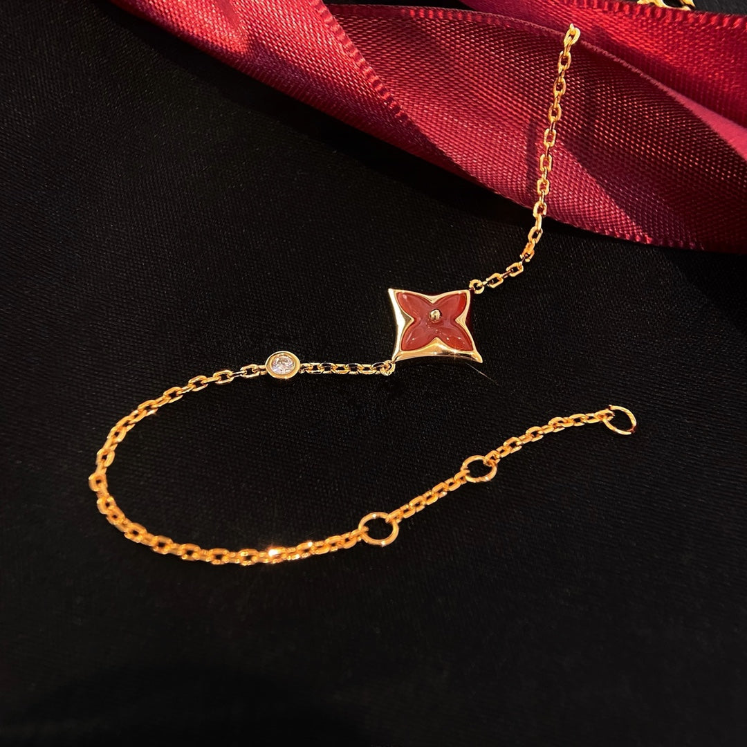 [Shinejoy]COLOR STAR CARNELIAN PINK GOLD DIAMOND BRACELET