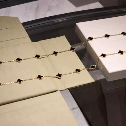 [Shinejoy]CLOVER 20 MOTIFS ONYX NECKLACE