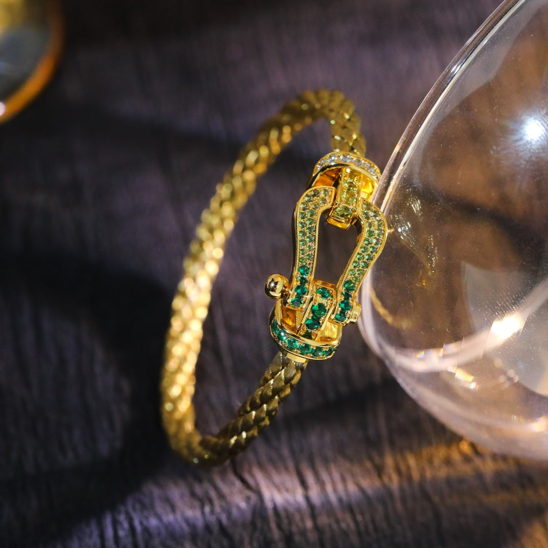 [Shinejoy]FORCE 10 GOLD GREEN DIAMOND PAVED