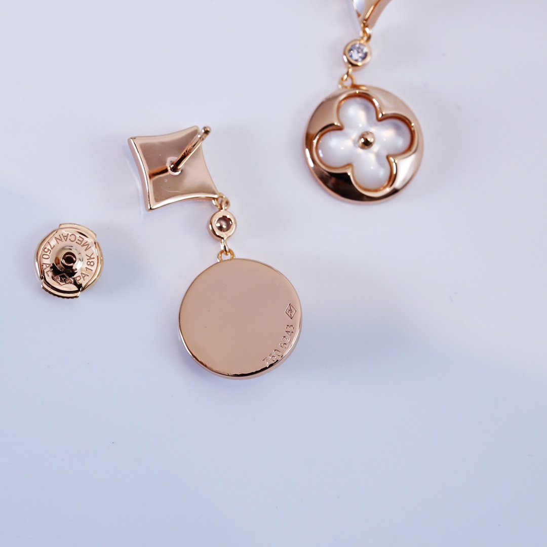[Shinejoy]STAR AND SUN PINK GOLD MOP DROP EARRINGS