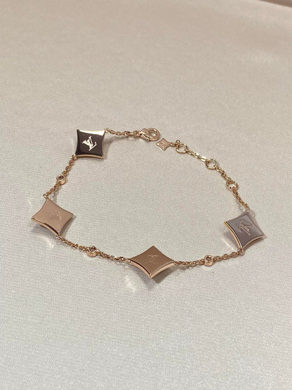 [Shinejoy]STAR 4 MOTIF MOP DIAMOND PINK GOLD BRACELET