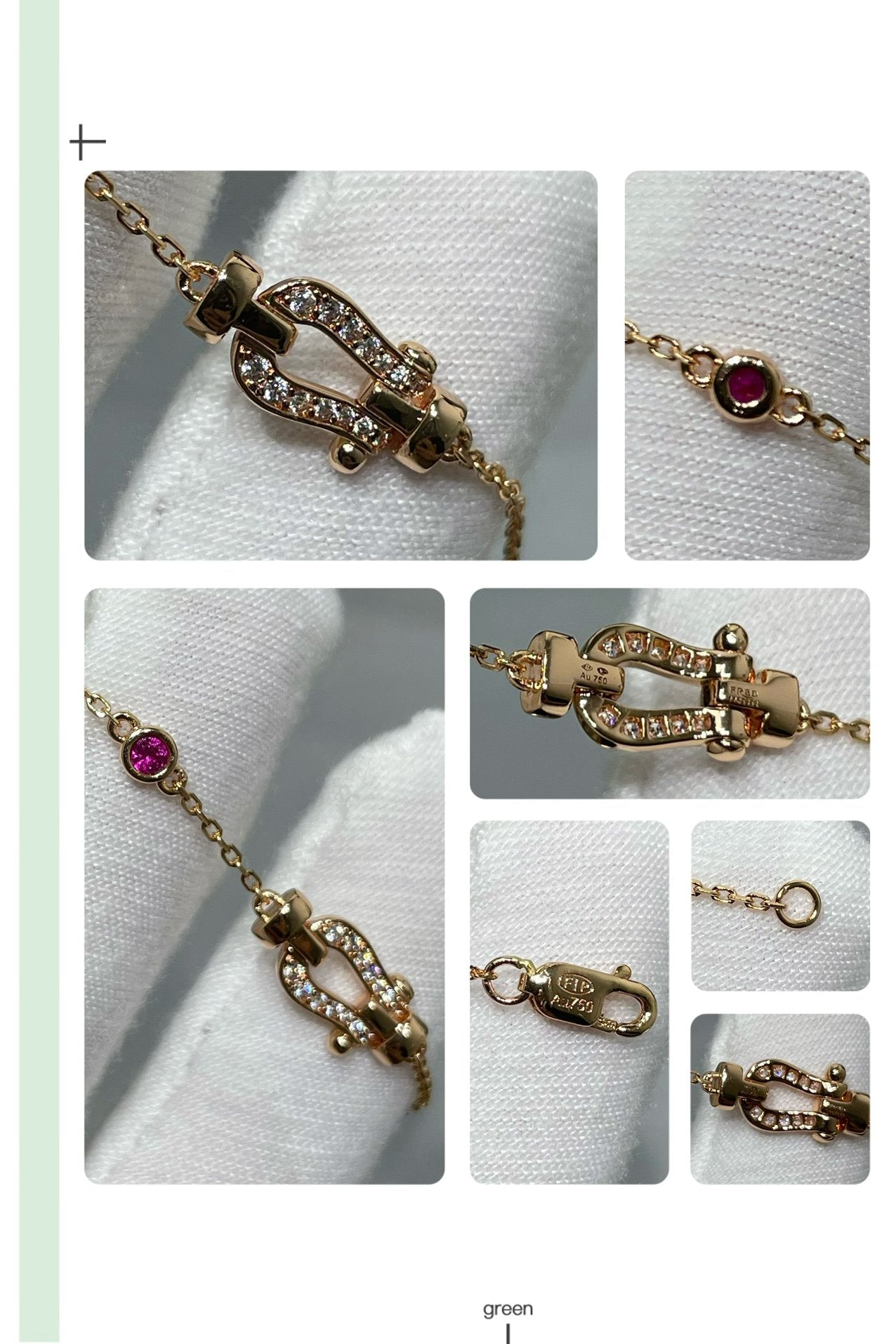 [Shinejoy]FORCE 10 DIAMOND CHAIN LINK PINK GOLD BRACELET