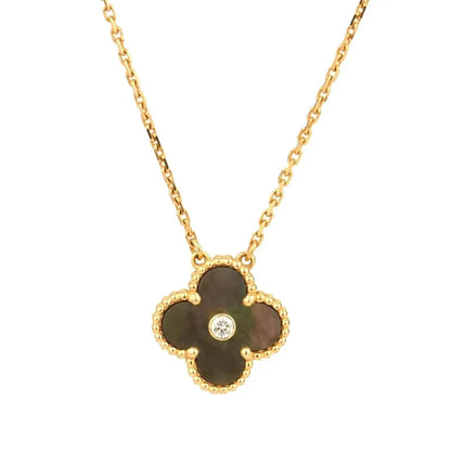[Shinejoy]CLOVER 15MM DIAMOND AND MOTHER-OF-GREY NECKLACE