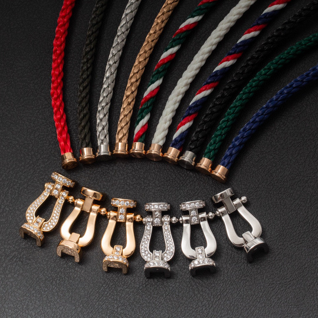[Shinejoy]FORCE LARGE HORSESHOE HALF DIAMOND BRACELET SILVER