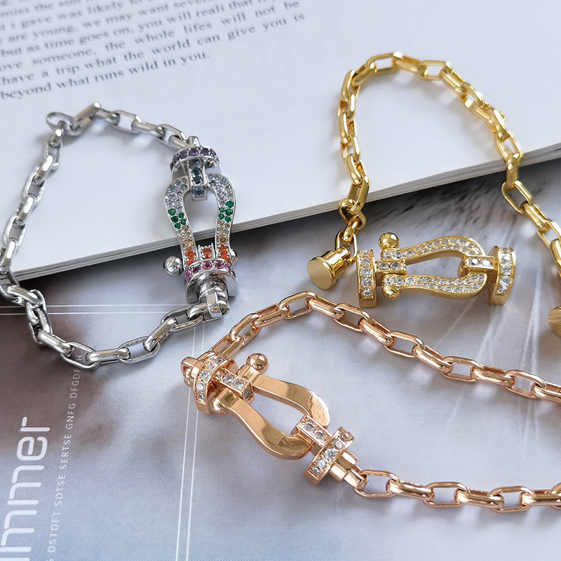[Shinejoy]FORCE LARGE HORSESHOE CLASP  METAL BRACELET