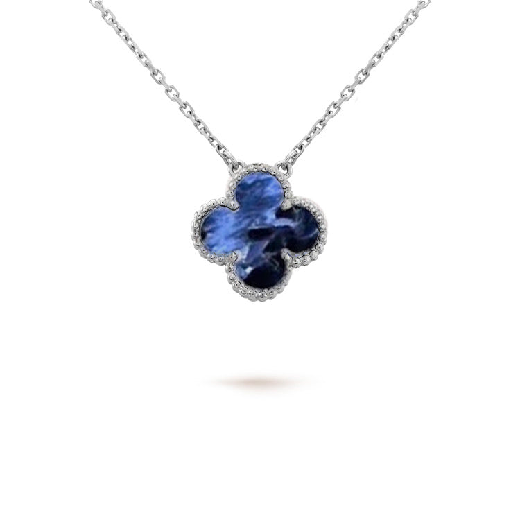 [Shinejoy]CLOVER 15MM PIETERSITE NECKLACE SILVER