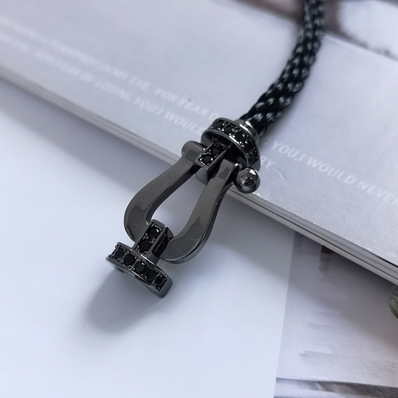 [Shinejoy]FORCE LARGE SERIES HORSESHOE BLACK SAMURAI BRACELET