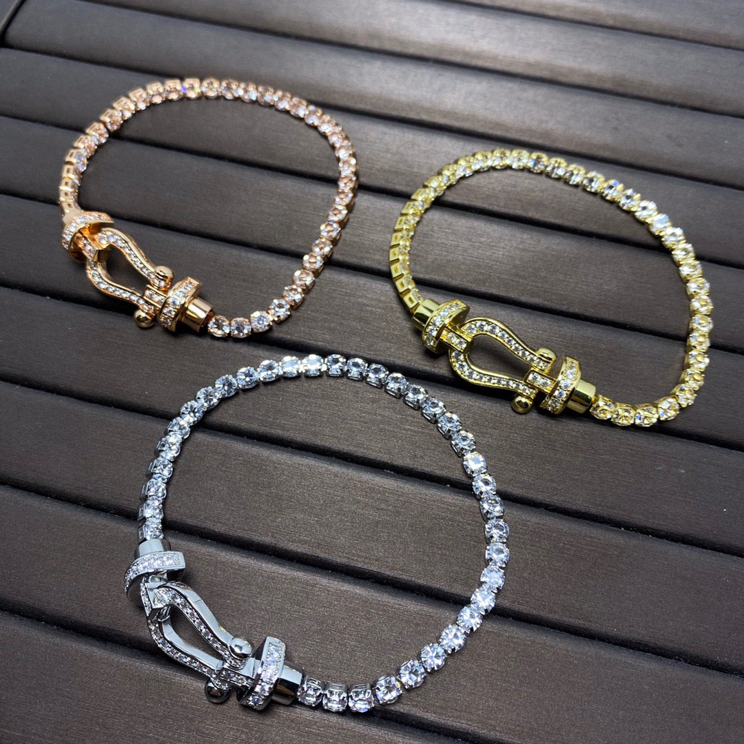 [Shinejoy]FORCE  LARGE HORSESHOE FULL DIAMOND TENNIS BRACELET