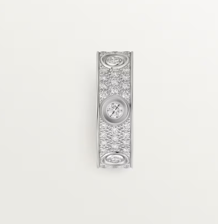 [Shinejoy]LOVE RING 6.5MM Full Diamond, 6 Major Diamonds Silver