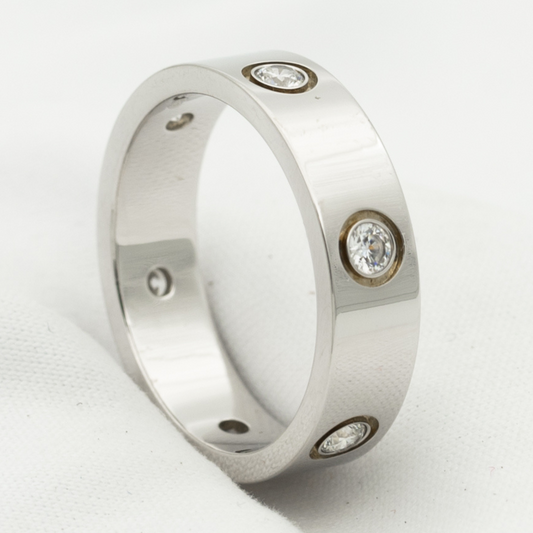 [Shinejoy]LOVE RING 5.5MM 6 DIAMONDS SILVER