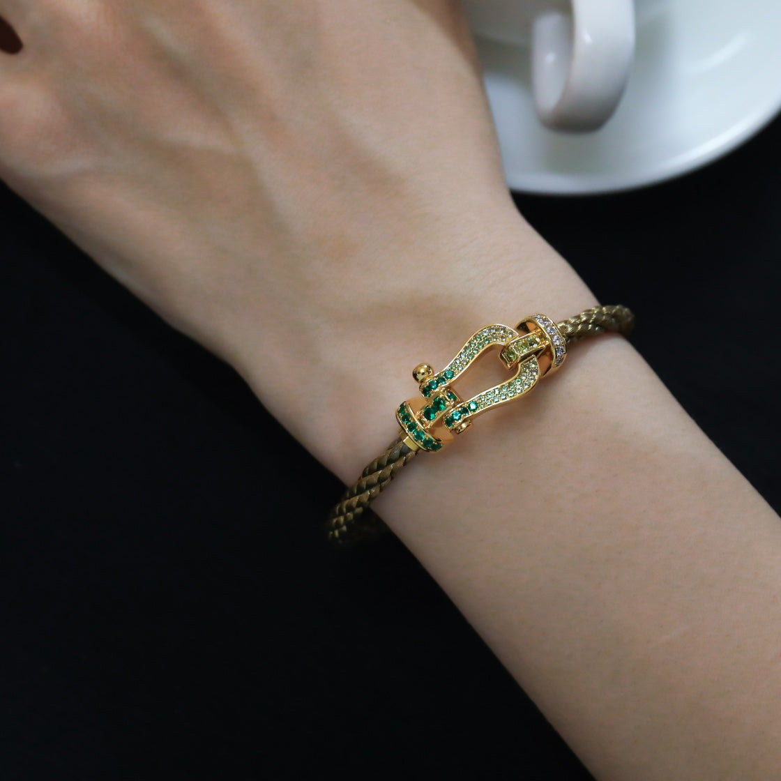 [Shinejoy]FORCE 10 GOLD GREEN DIAMOND PAVED