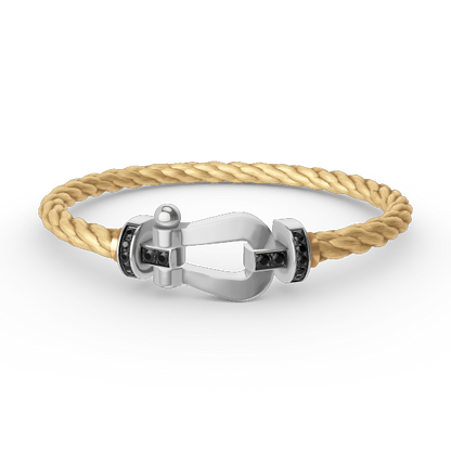 [Shinejoy]FORCE LARGE HORSESHOE BLACK DIAMOND BRACELET SILVER