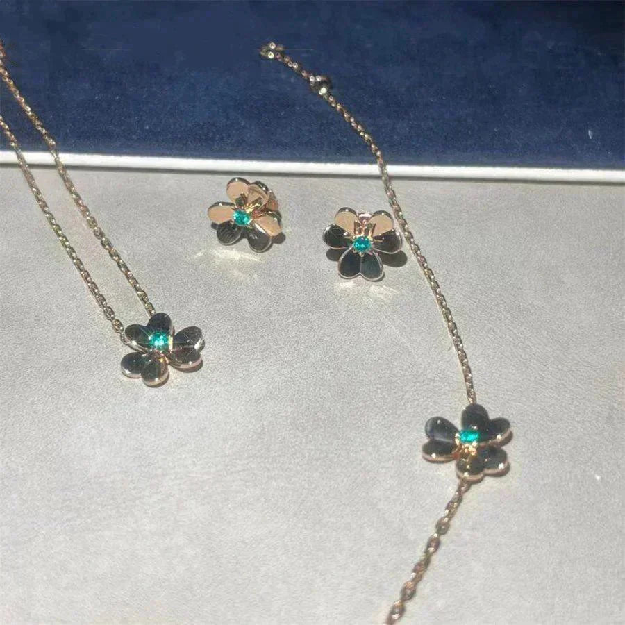 [Shinejoy]FRIVOLE  FLOWER MALACHITE EARRINGS
